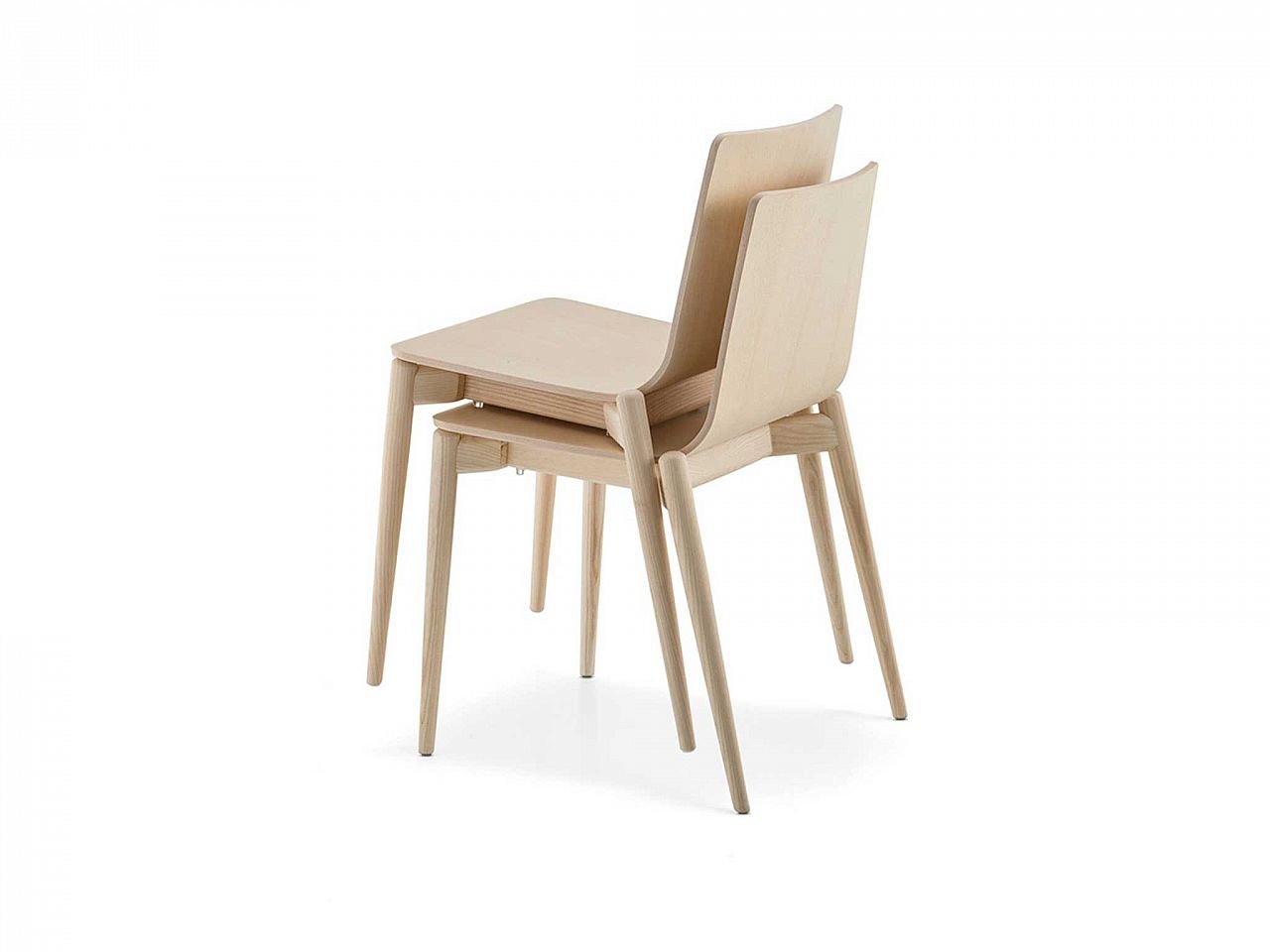 Sedia design in legno, impilabile, minimale, per Albergo